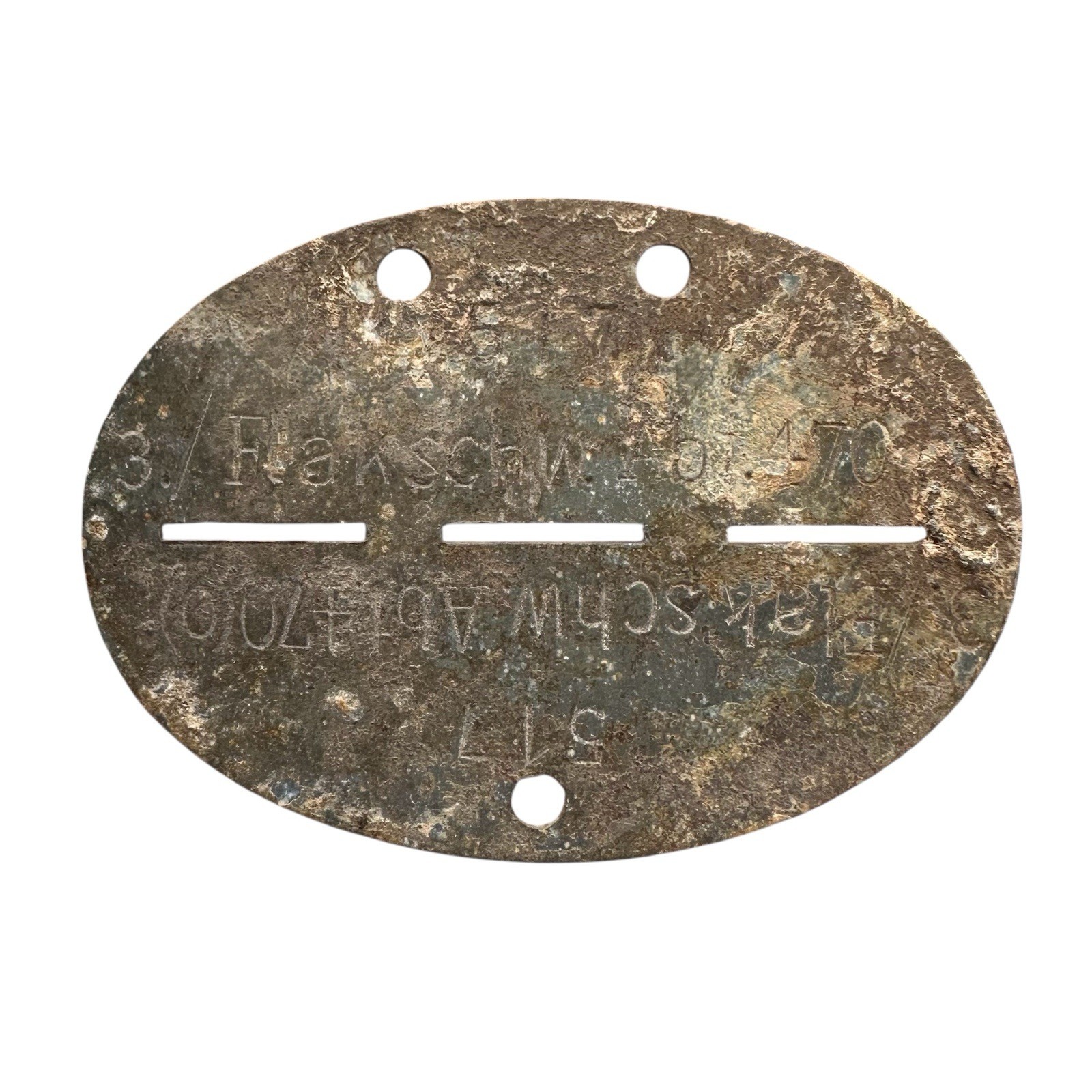 ORIGINAL WWII WW2 German Wehrmacht Flak Dog Tag ID Tag Zinc Erkennungs