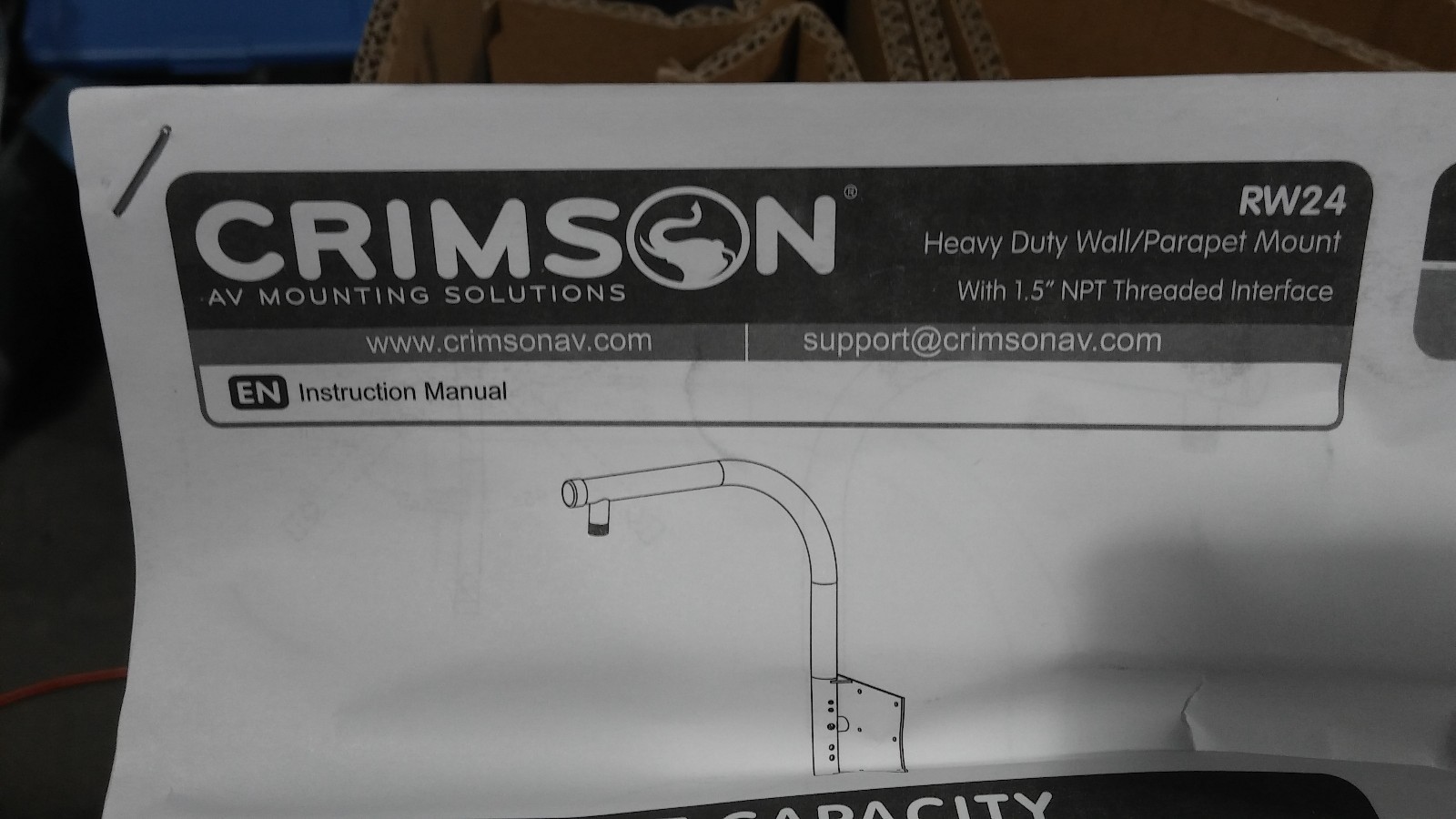 CRIMSON RW24 Heavy Duty Wall Parapet Mount with 1.5" NPT Threaded Interface