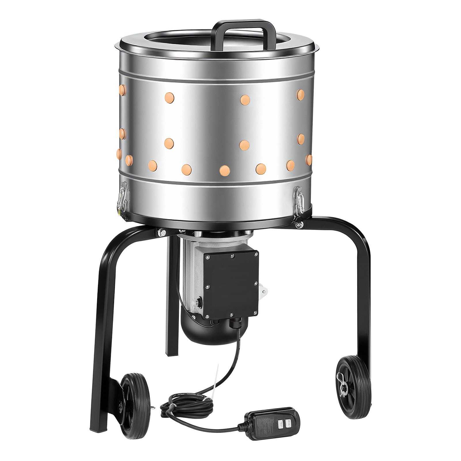 Uimoso 15.7" Electric Poultry Plucker Machine 550W, 275RPM, 114 Fingers, Wheels