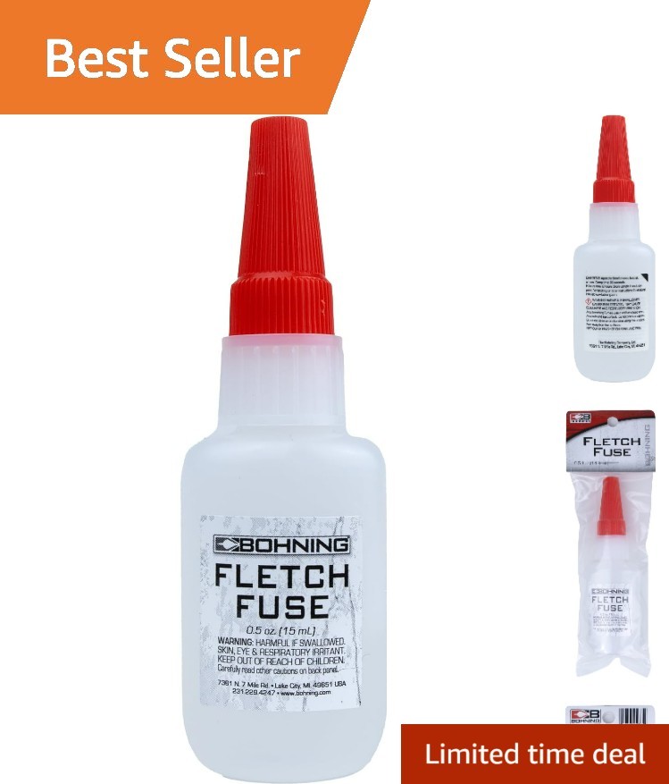Clear Fletch Fuse 1/2 oz - Water-Resistant Adhesive for All Archery Shaft Types