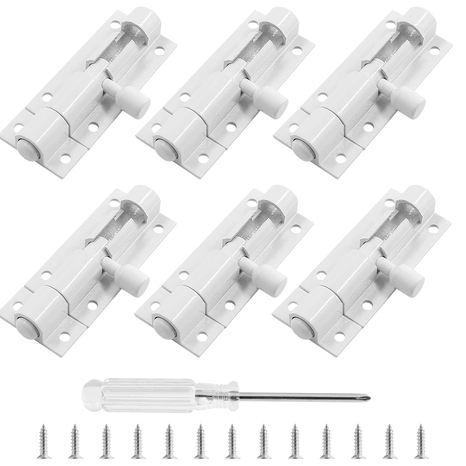 6 Pcs Slide Bolt Latch Lock 2 Inch Small Barrel Bolt Door Security Slide Latc...