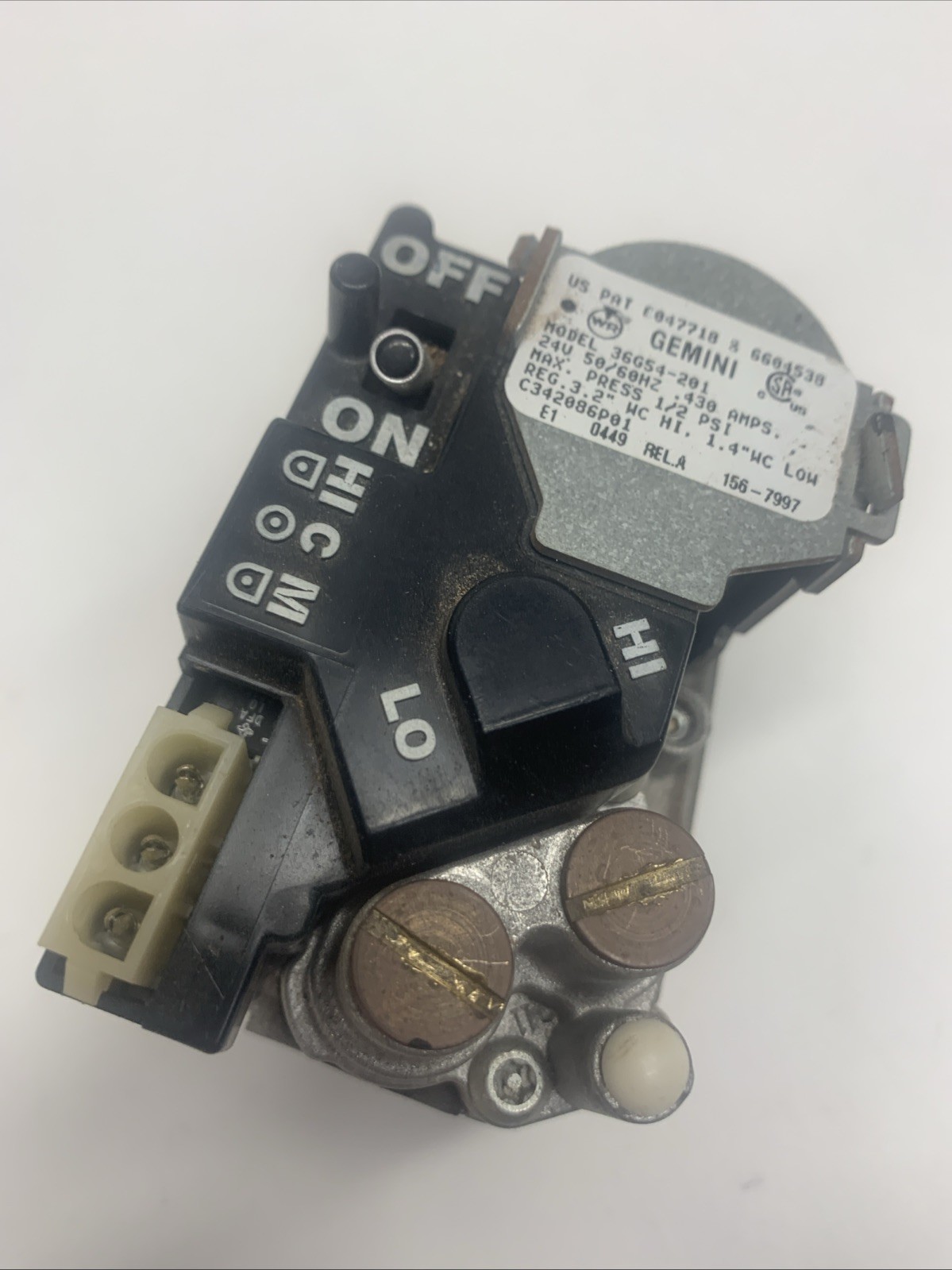 C342086P01 White Rodgers GEMINI 36G54-201 Furnace Gas Valve