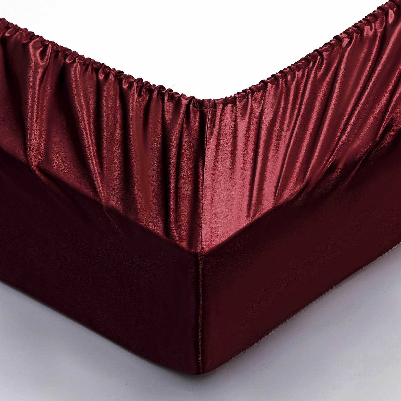P Pothuiny Satin Fitted Sheet Queen Size, 1 Single Fitted Sheet Only, Extra Soft