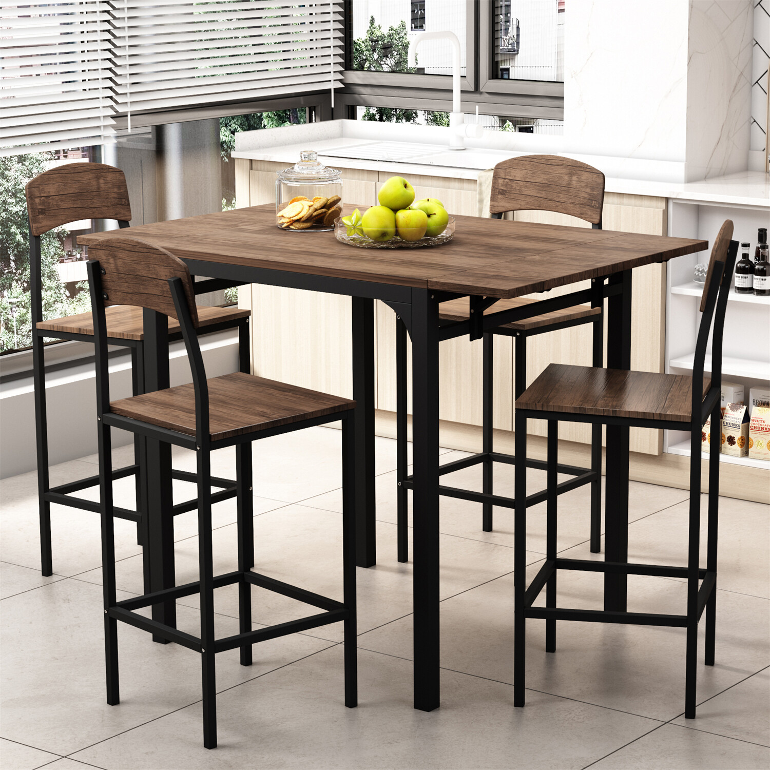 5 Piece Dining Set Table and 4 Chairs Home Kitchen Room Breakfast Furniture