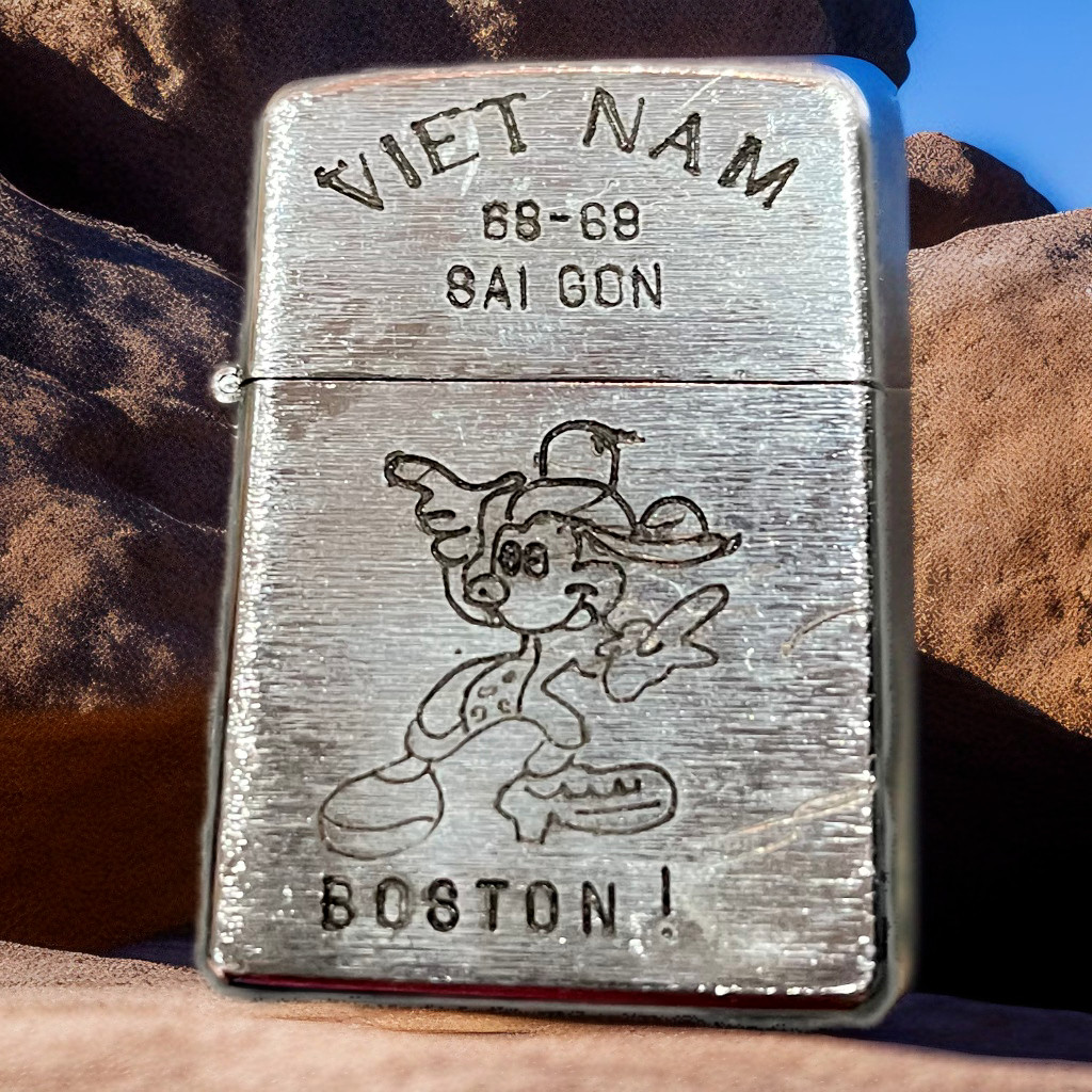 Vietnam war army veteran vintage lighter cover Saigon 1966-67 Mickey Boston