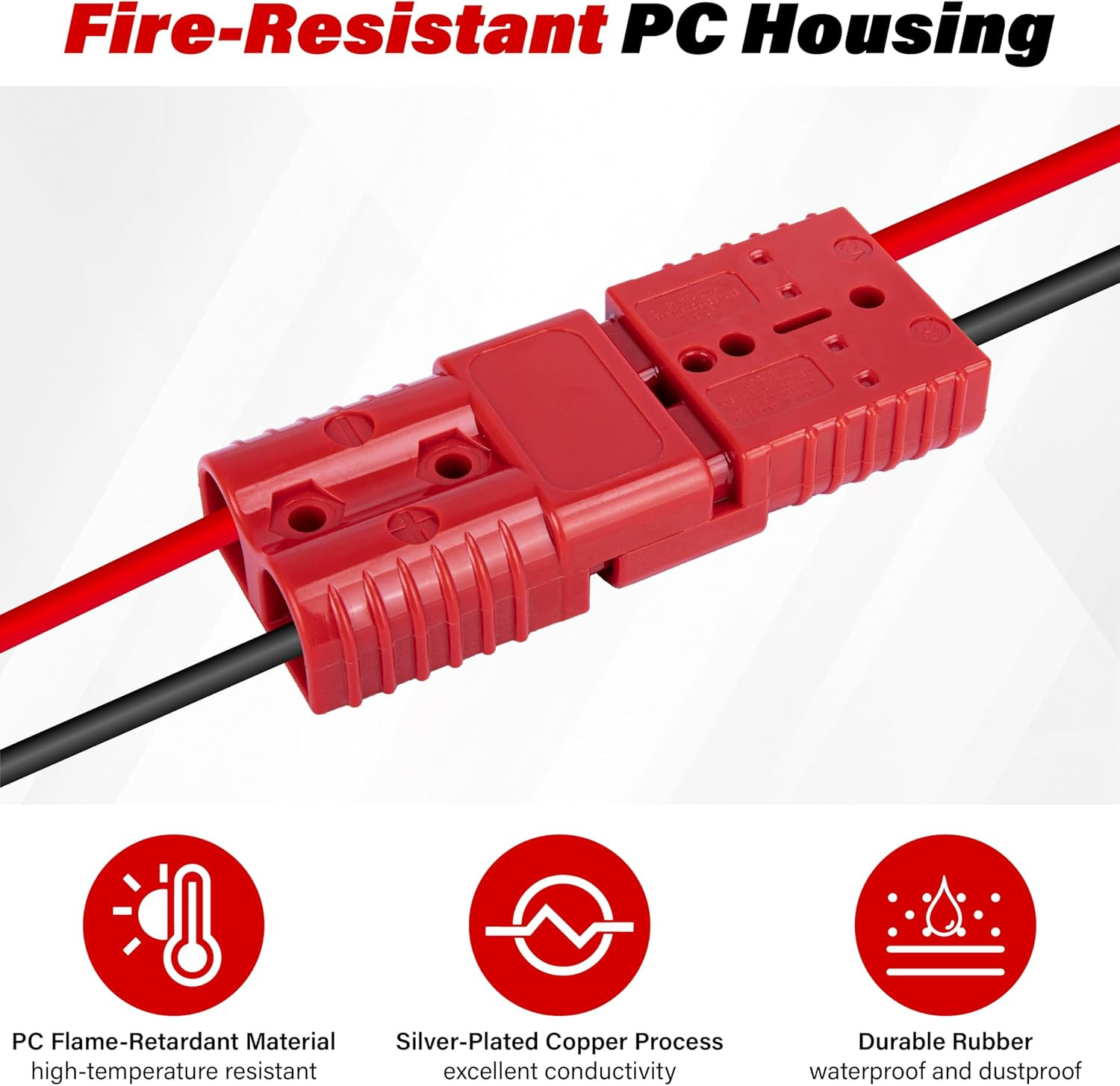Anderson Connector 4 Pcs, 50 Amp 12-36V Battery Quick Connect/Disconnect Plug Ki