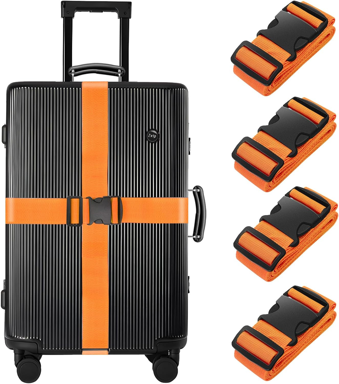 4 Pack Luggage Straps 79" Long Belts Keep Suitcase Secure While Traveling, TSA A