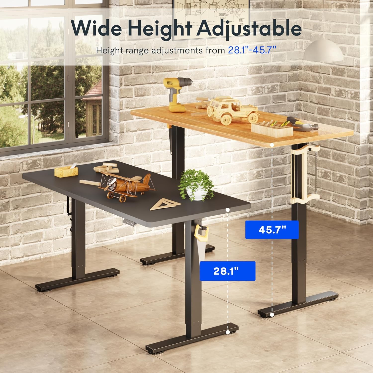 Electric Adjustable Workbench 55x28 Inches Ergonomic Worktable for Garage