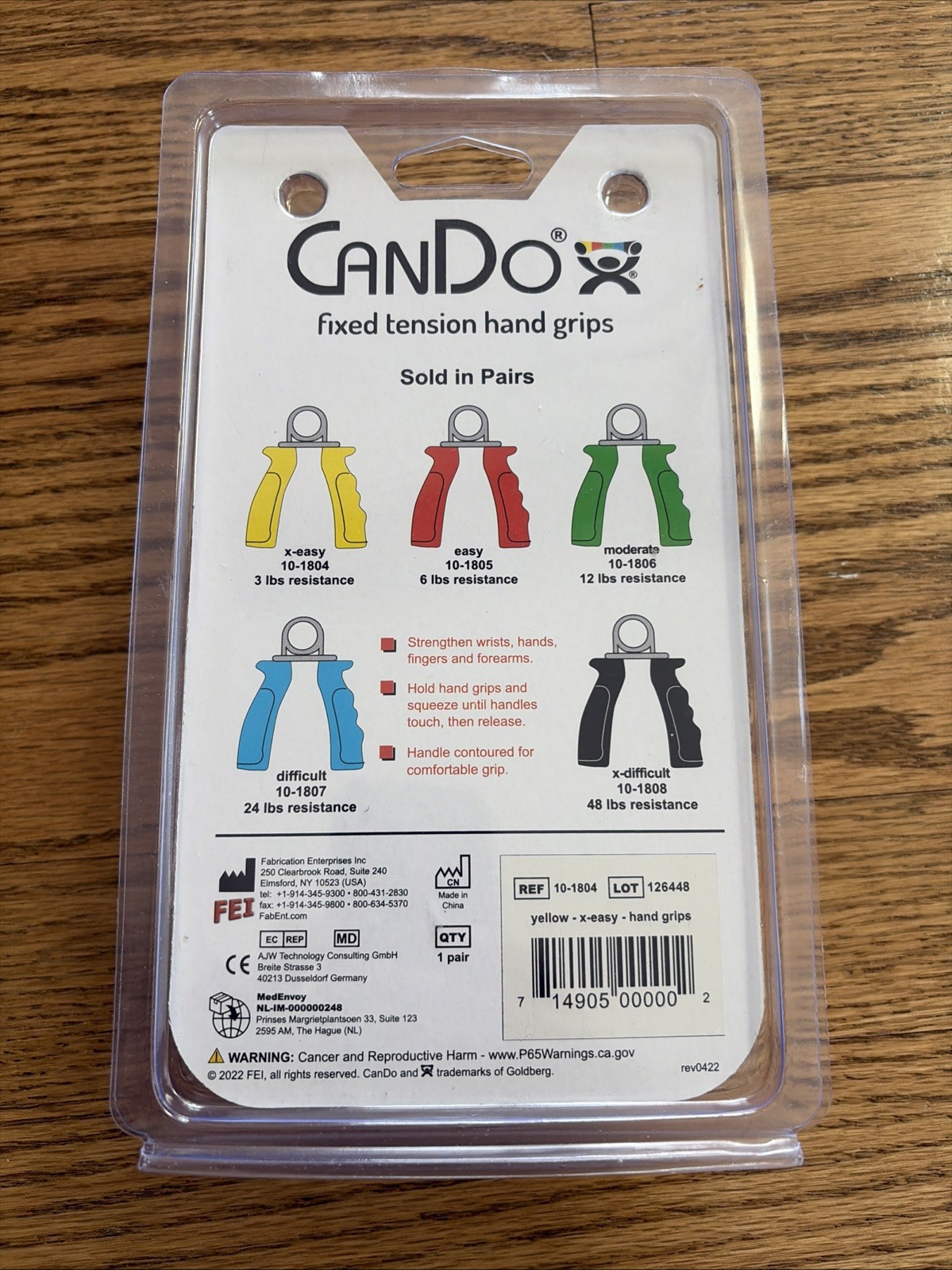 CanDo Hand Grip Exerciser Pair Yellow, X-Light - 3 lb