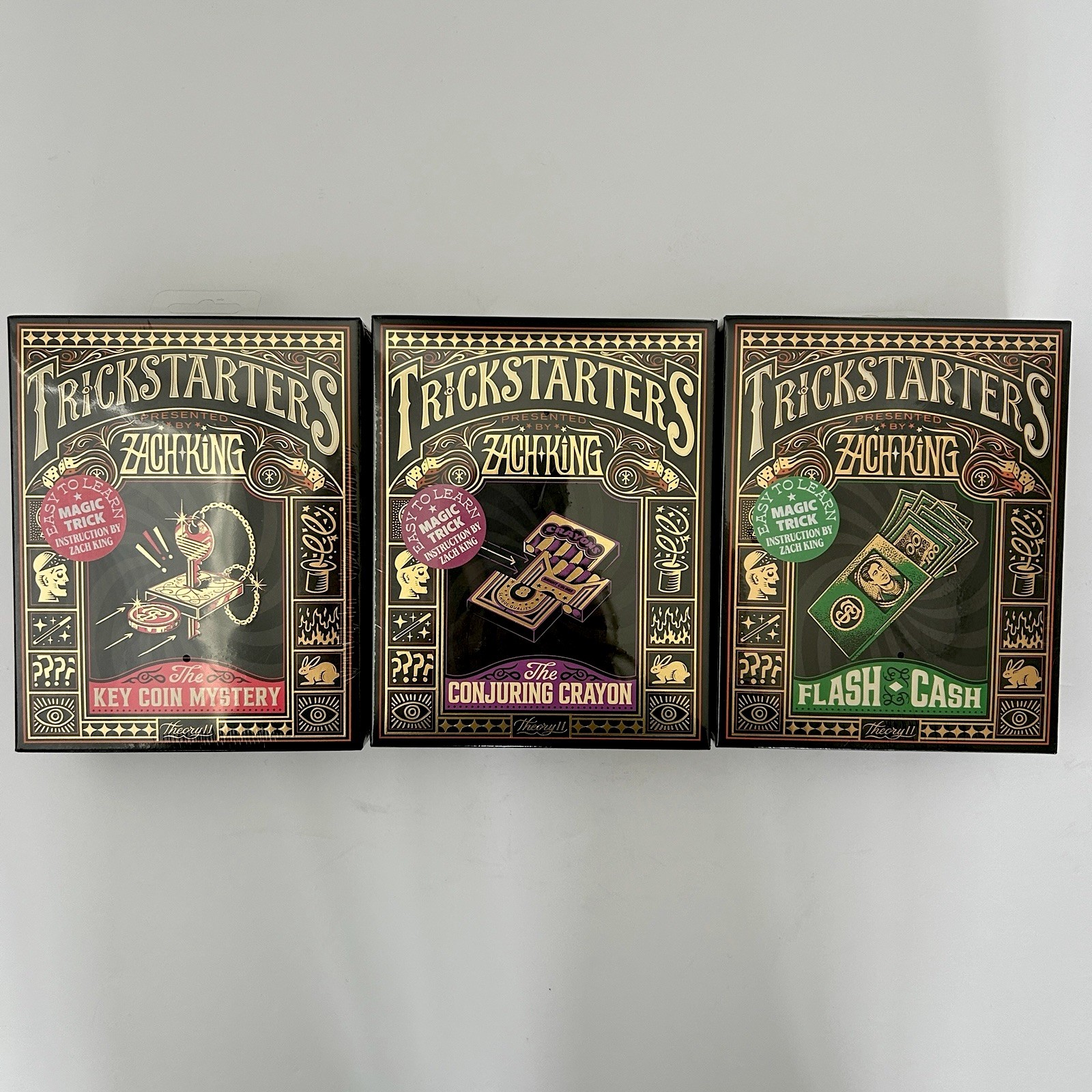 Trickstarters Key Cash Crayon Magic Set Kit LOT OF 3 Theory11 Zach King NIB Gift