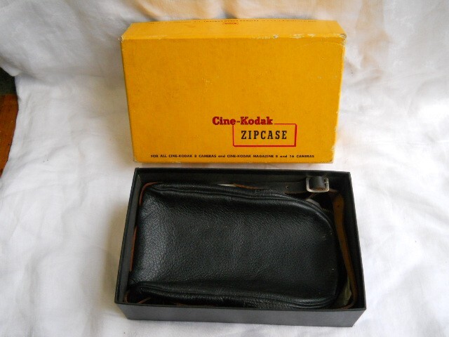 Vintage CINE KODAK ZIP CASE Black Leather No. 14C (Original Box) SHIPS FREE 2 US