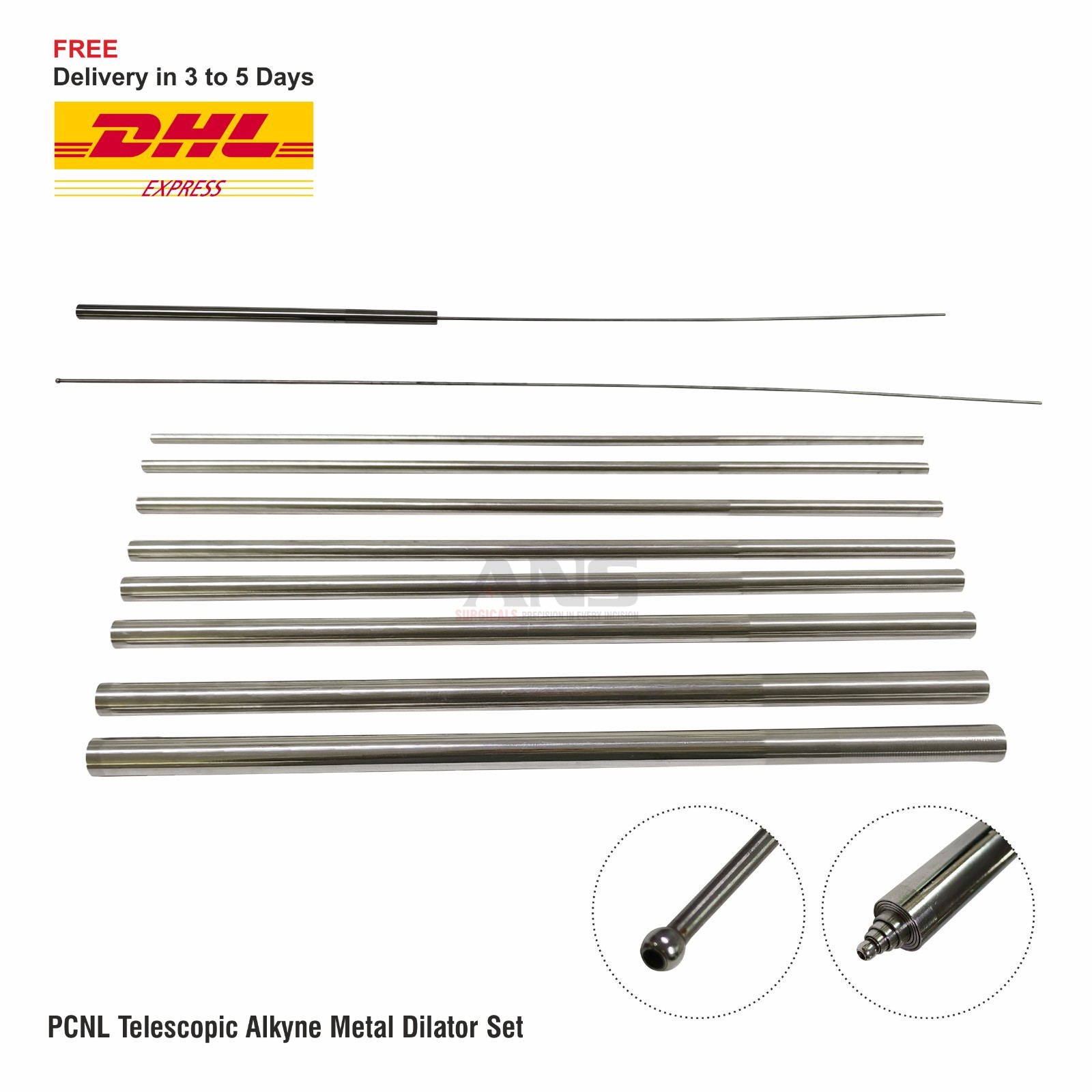 ANS NEW PCNL Telescopic Alkyne Metal Dilator Set