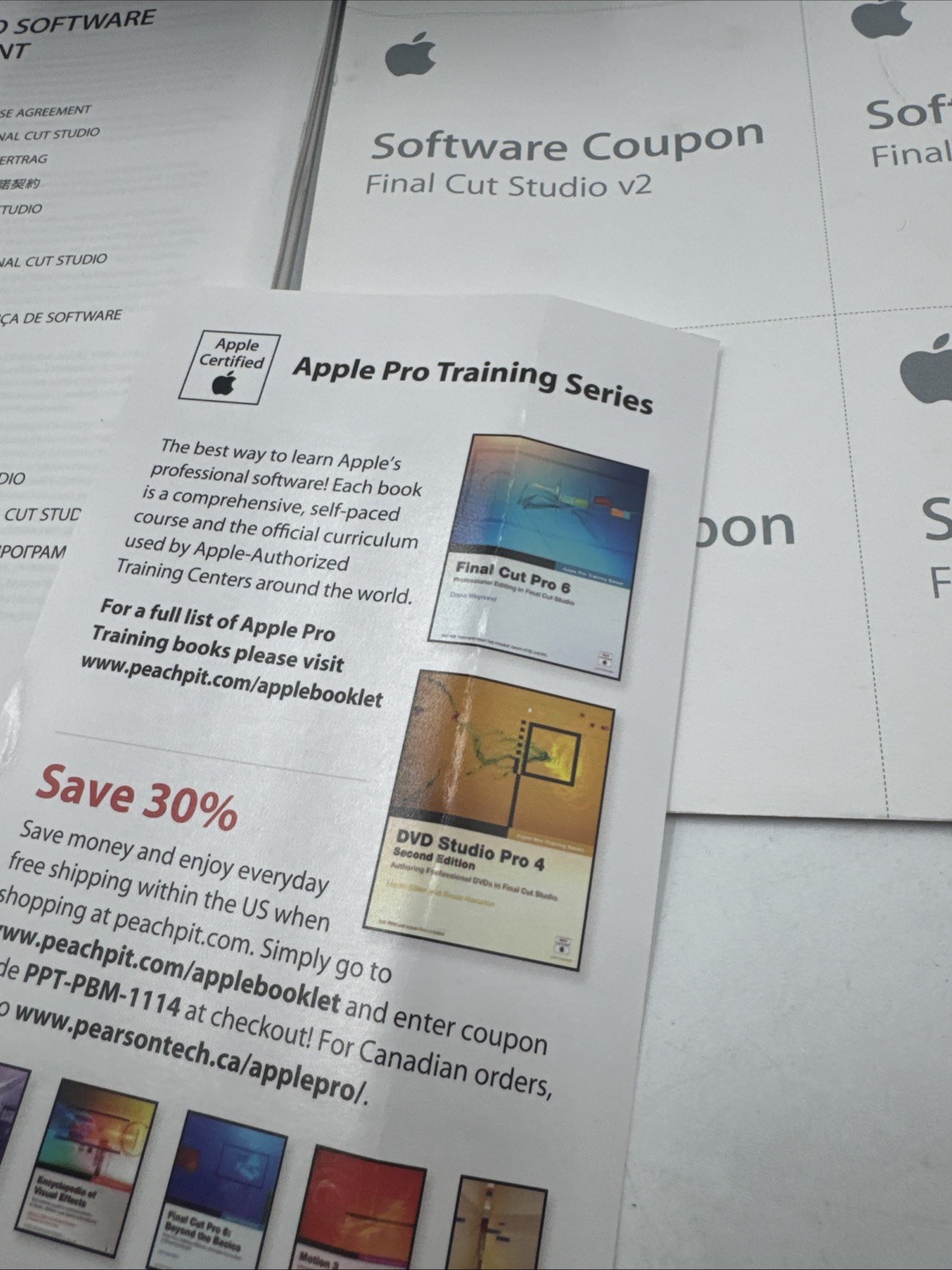 Apple Final Cut Studio 2 Software Box set w/ All Discs, Manuals, Serial Numbers