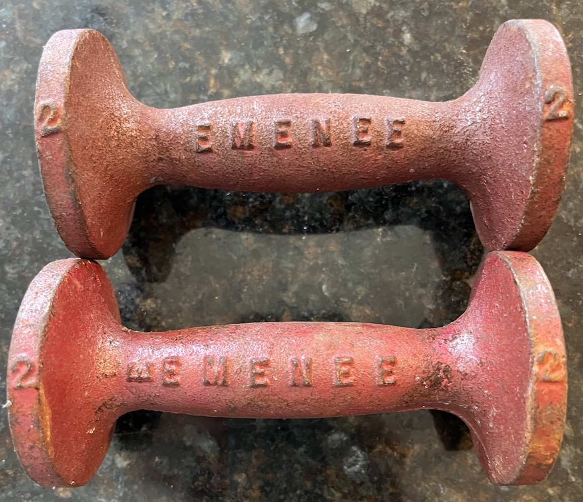 Vintage Emenee Cast Iron 2 Lb Weight Set of 2 Total 4lbs