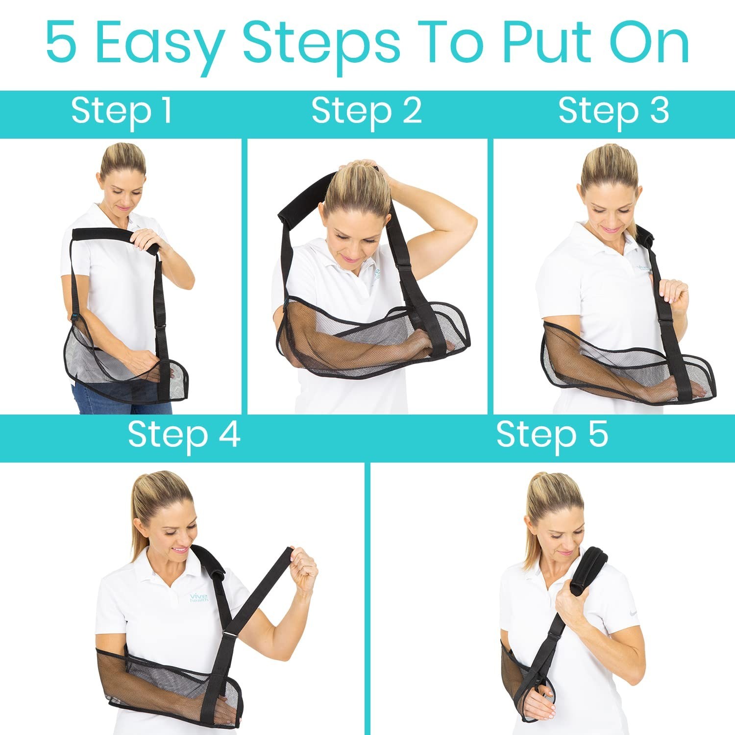 Vive Arm Sling for Shoulder Injury & Surgery Recovery - Waterproof Mesh Showe...