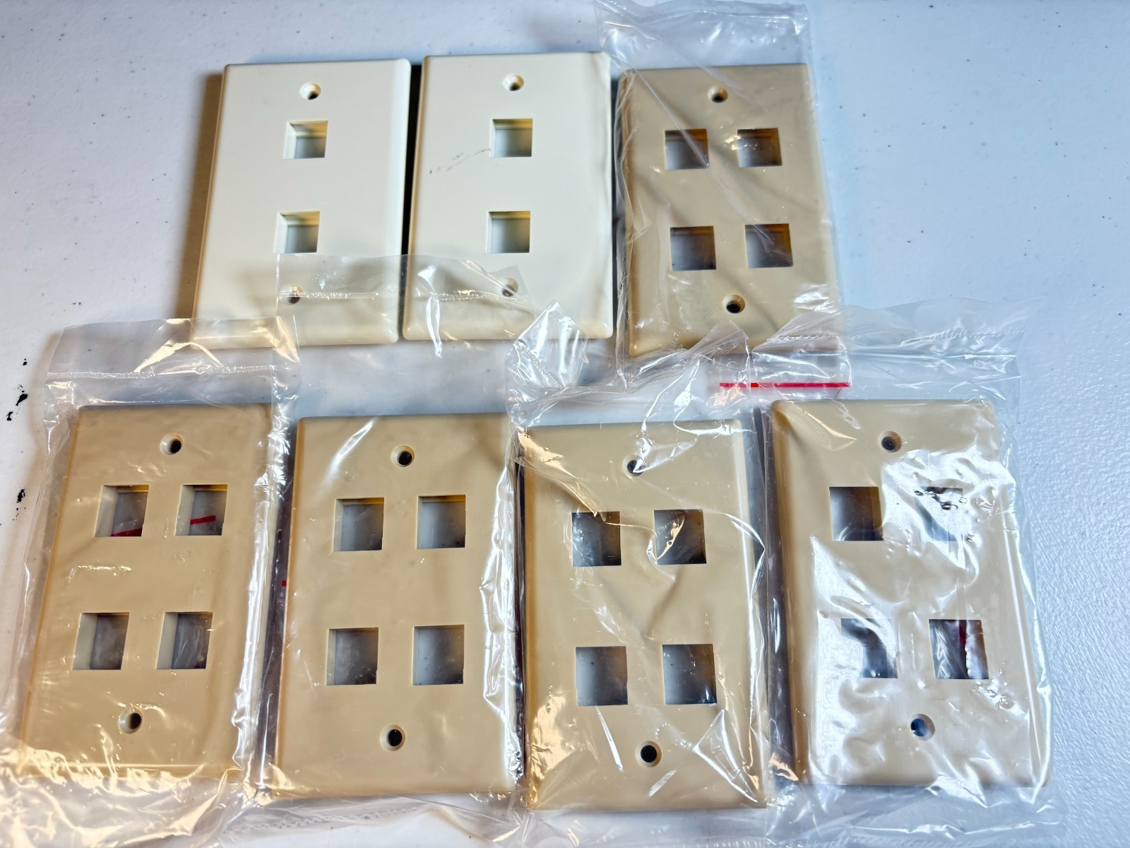 Lot of (7) Keystone wall plates for Ethernet, F-Type co-axial, HDMI, etc *New*
