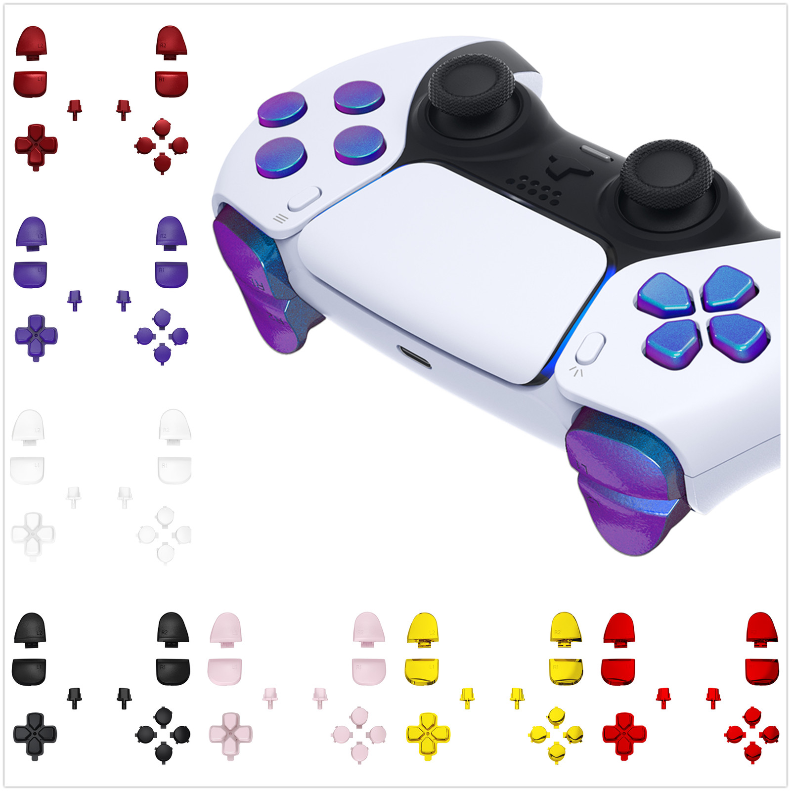 Replacement Full Set Buttons for PS5 Controller BDM-030 D-pad Trigger Face Keys