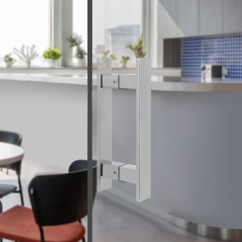 H-Shaped Glass Door Pull Handle, Double-Sided Design, Stainless Steel
