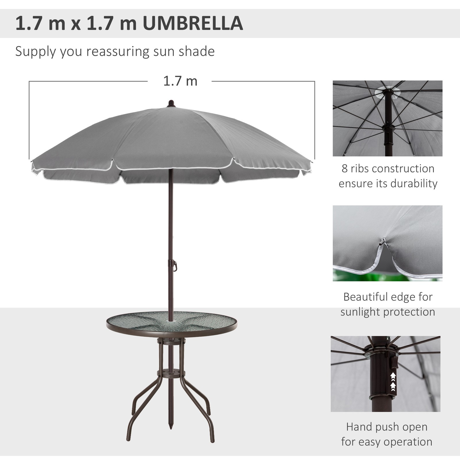 Outsunny 6 Piece Patio Dining Set for 4 with Umbrella, Outdoor Table and Chairs