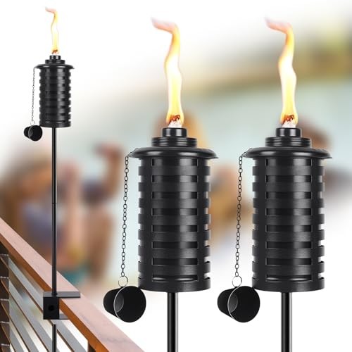 Pack Upgraded Home Garden Torch with Universal Clamp,40 Inch Outdoor Metal 2