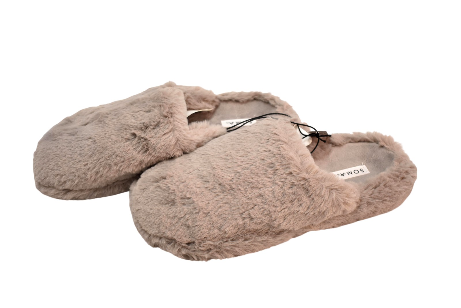 Soma Faux Fur Mule Slide Shoes Womens Size 8 Gray Slippers Cozy House Indoor