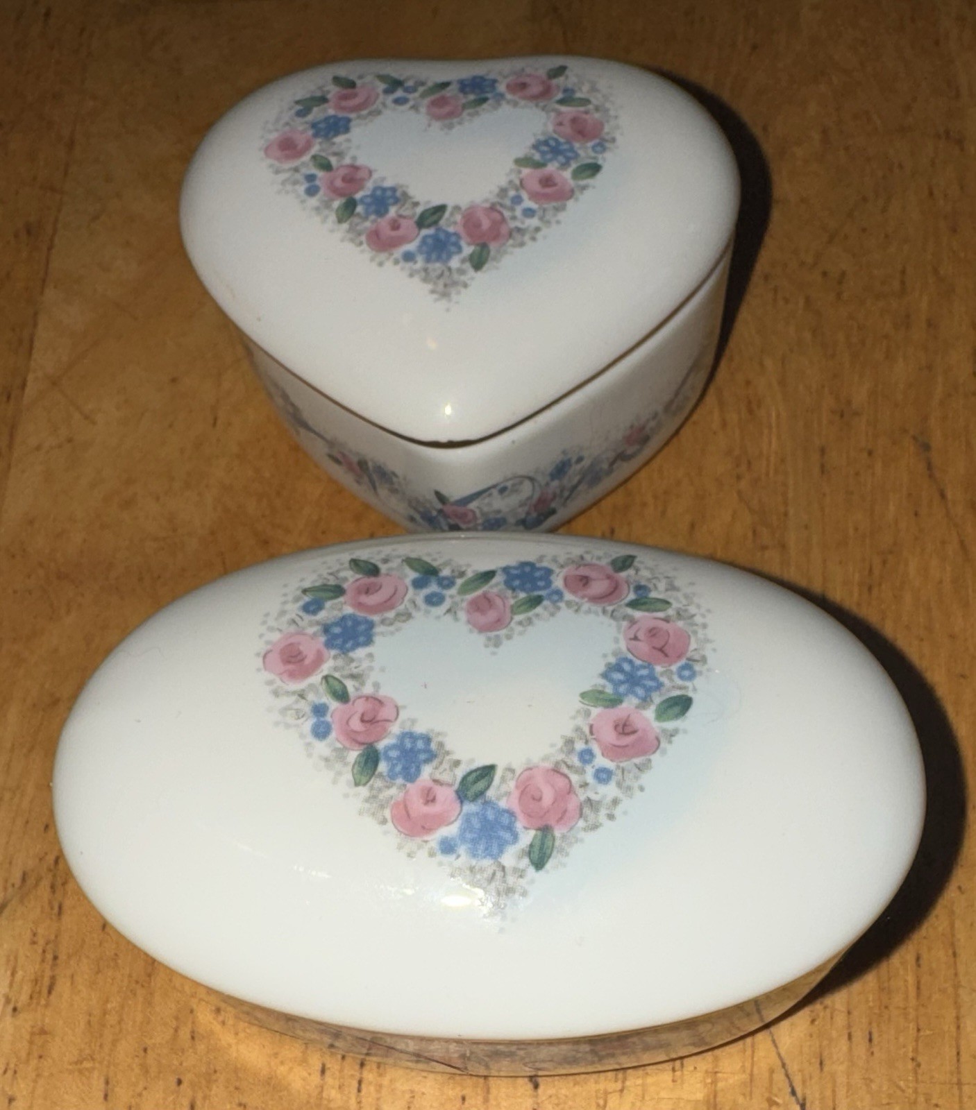 2 Otagri Trinket Boxes Heart & Oval Creative Collection ROMANCE Floral