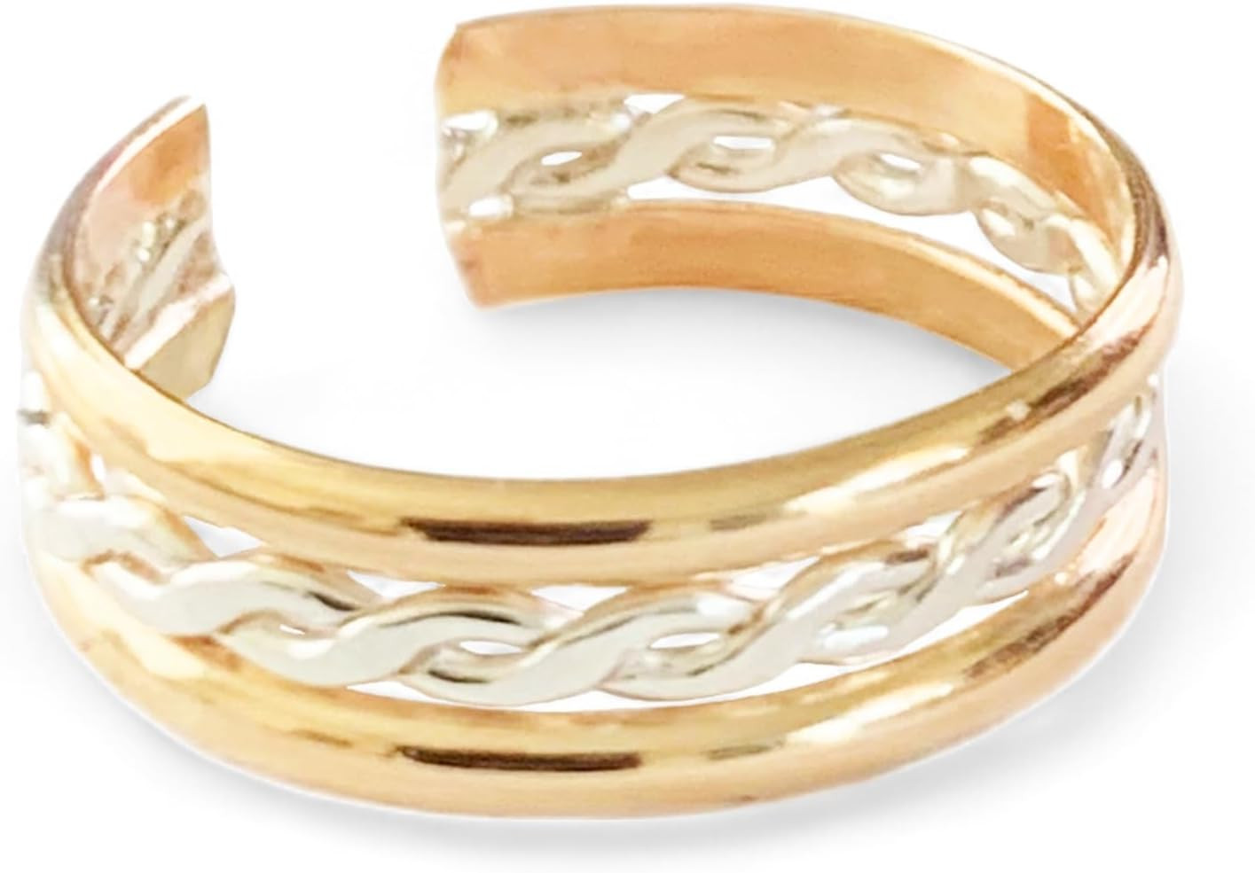 Toe Ring | Braid Stack 14K Gold Fill & Sterling Silver | Unisex Adjustable Toe R