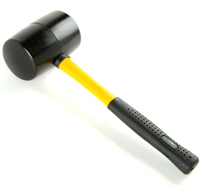32oz Rubber Mallet Fiber Glass Handle Double Round Face Soft-grip  handle Tool