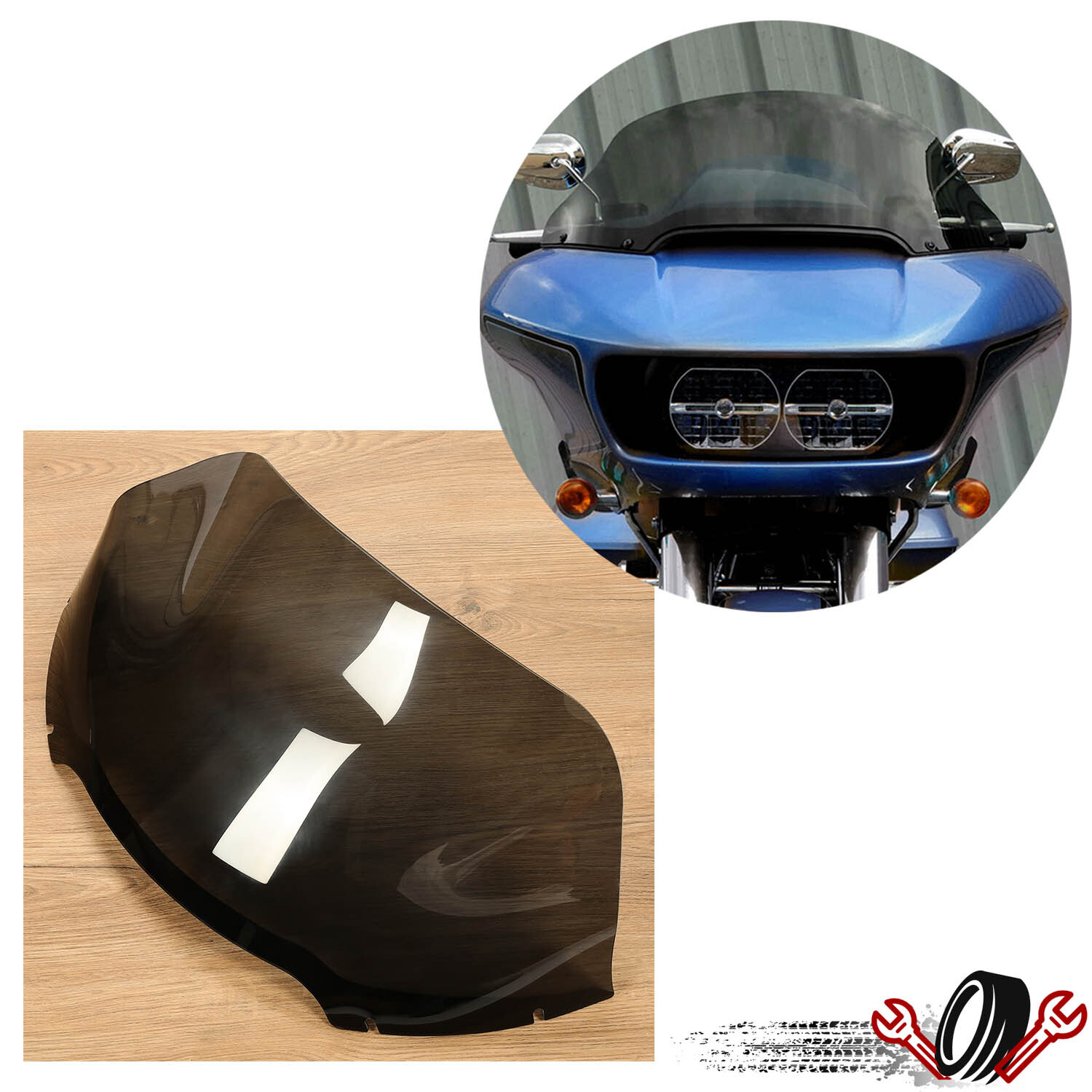 14" Front Wave Windshield Smoke For Harley Road Glide Ultra FLTRX FLTRT 2015-UP