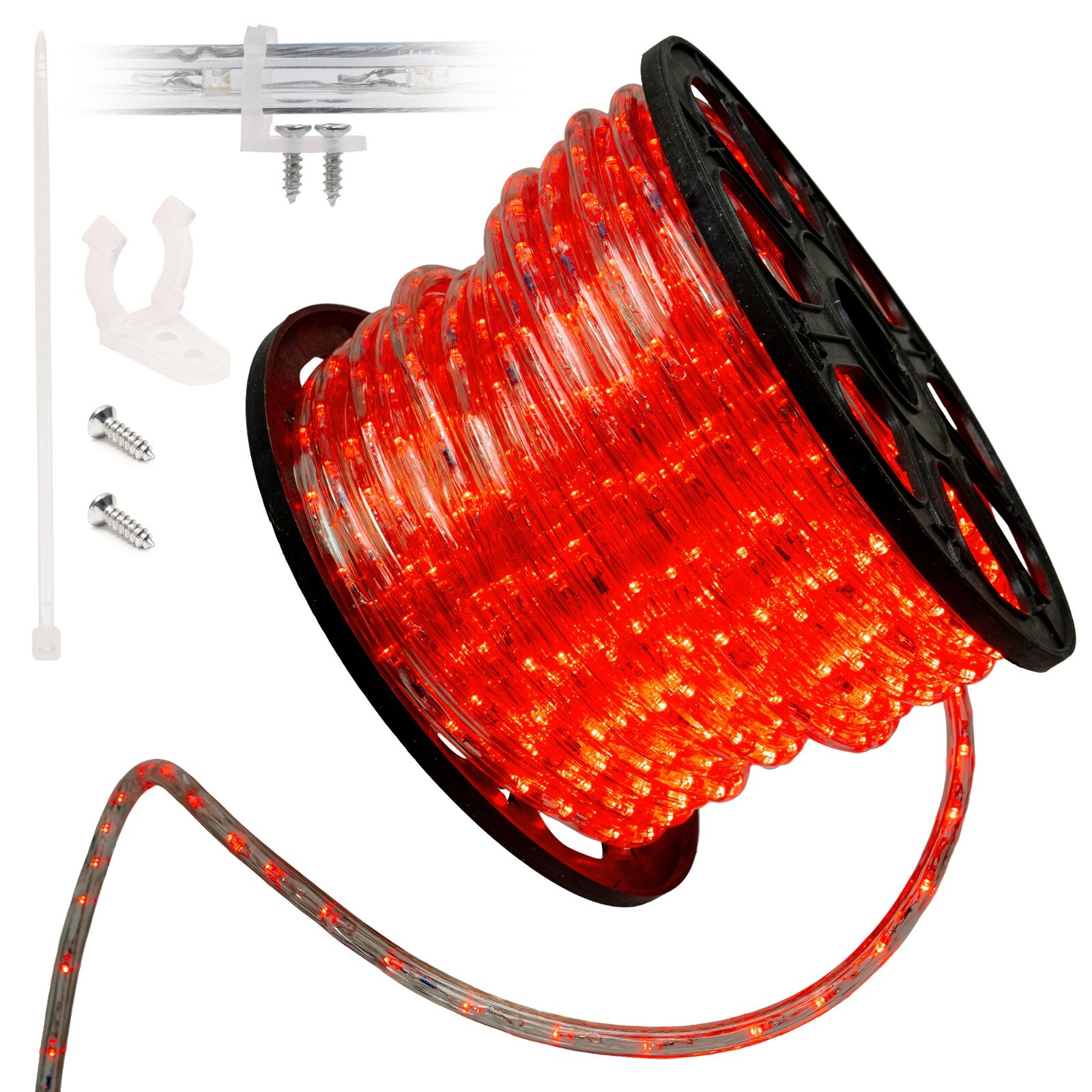 Red LED Rope Lights 10' 25' 50' 100 150ft, Connectable Indoor Outdoor Waterproof
