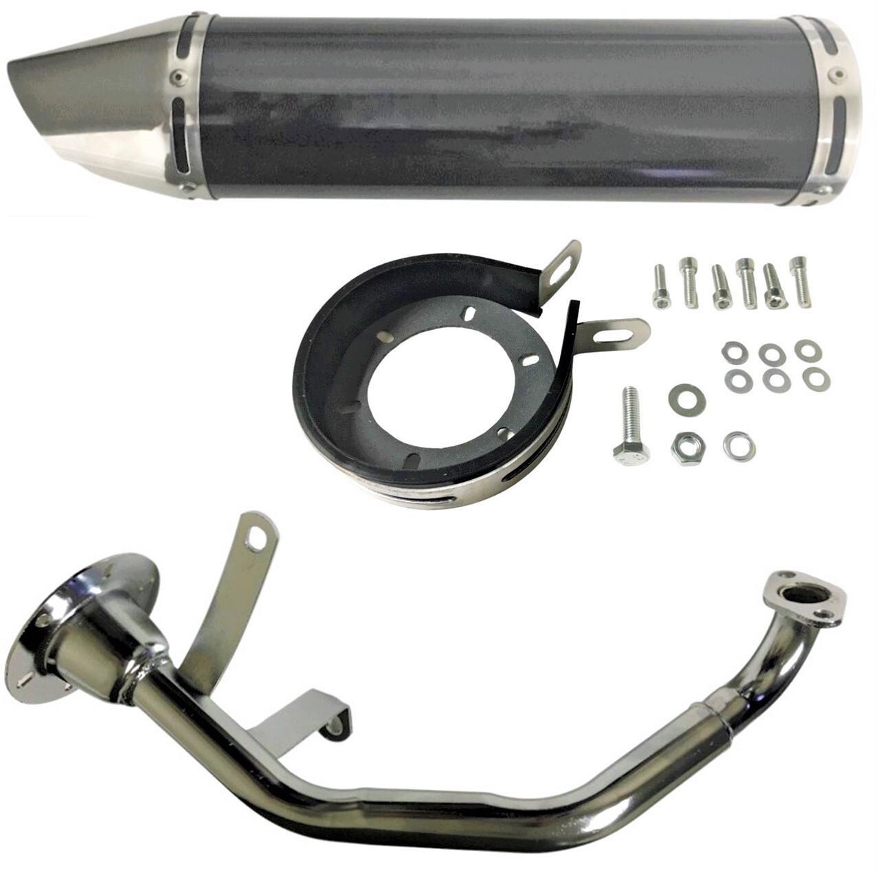 Ice Bear Bandit PMZ150-8  Scooter High Performance Exhaust - Black