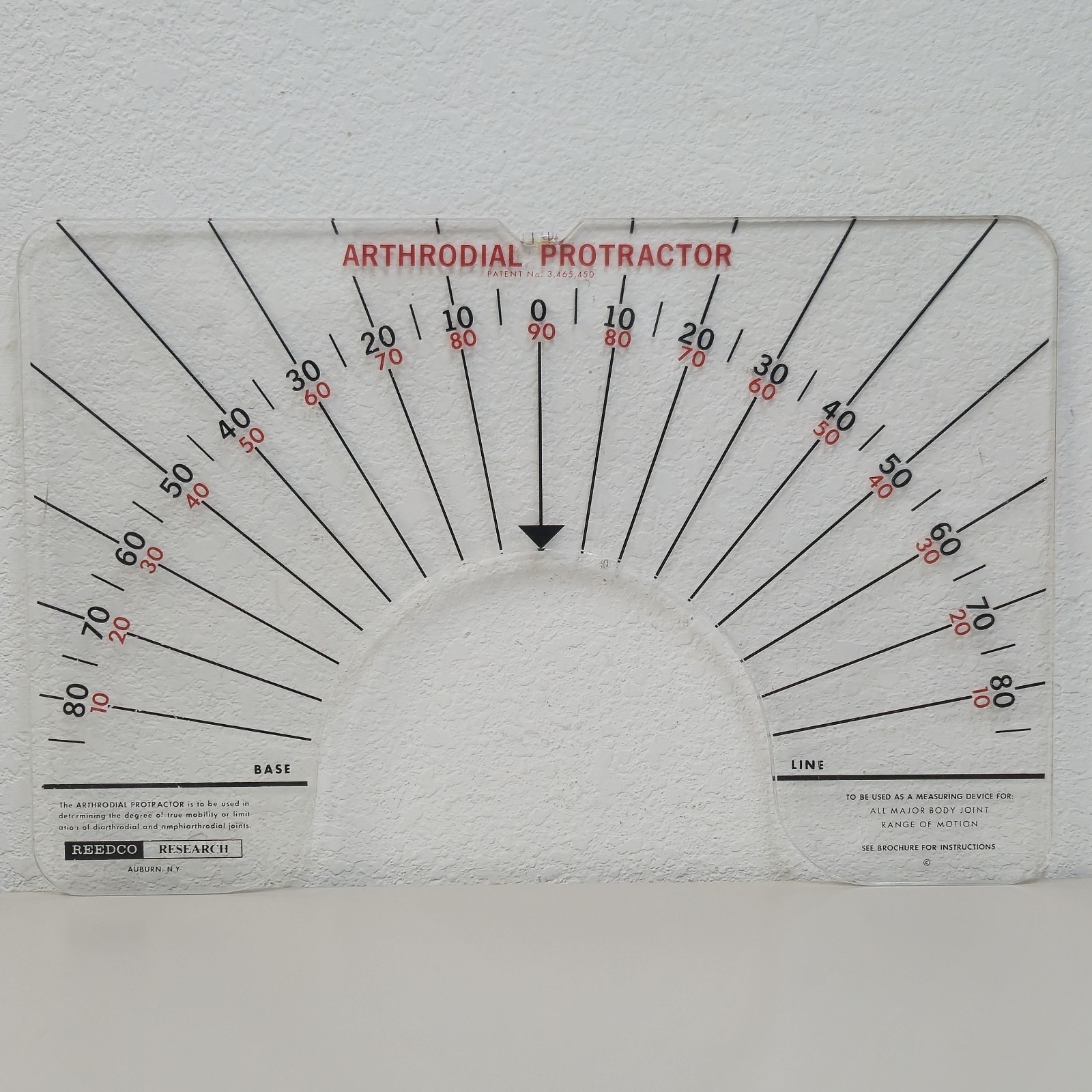 Reedco Research Arthrodial Protractor Joint Flexibility Protractor Made In USA
