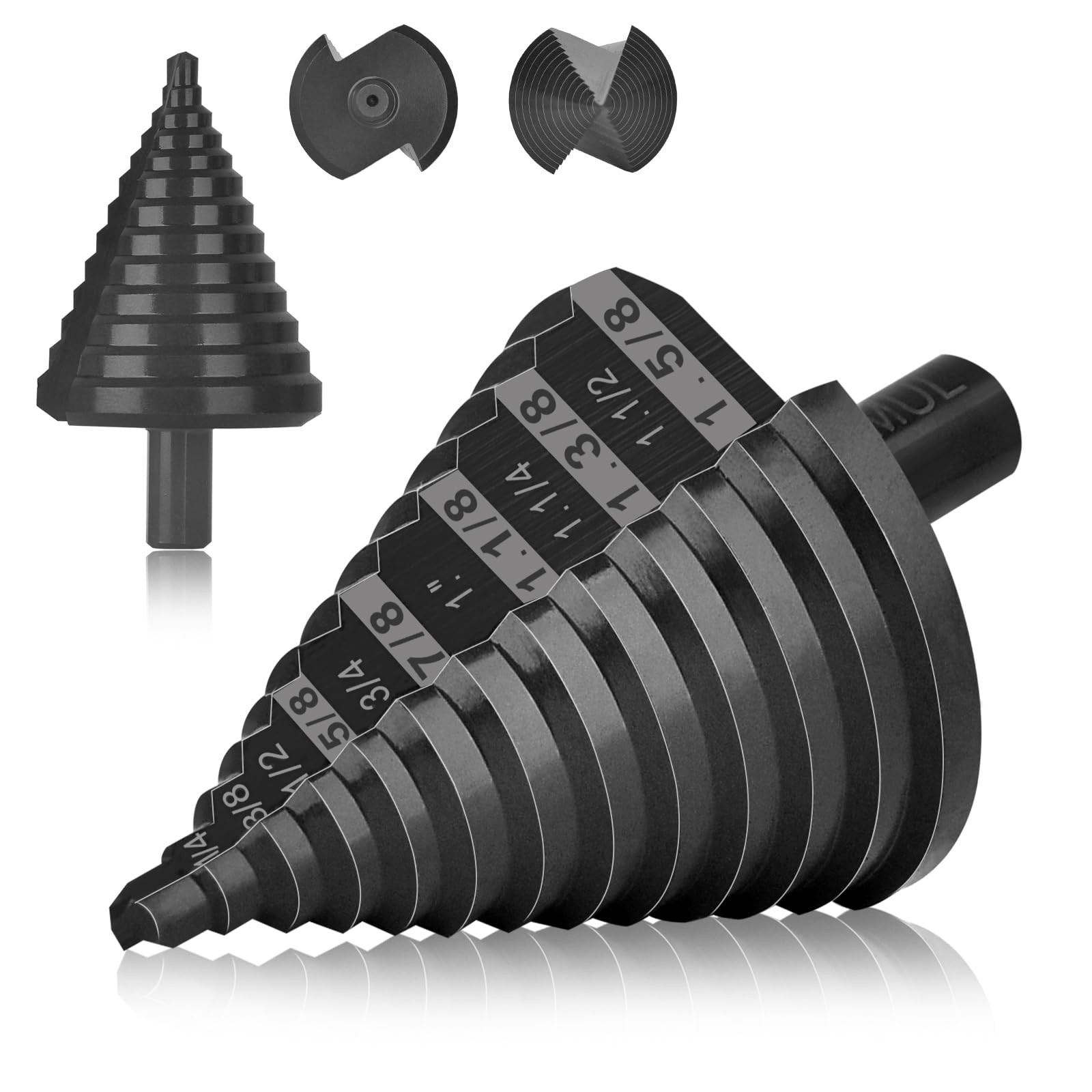 OXMUL Large Step Drill Bit for Steel, 1-5/8"(Pro) 13Holes, M35 Cobalt Drill B...