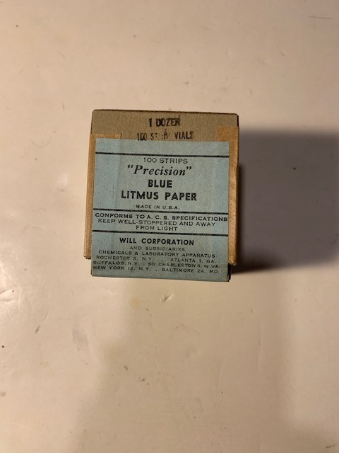 New Sealed Box 12  Vintage Litmus Test Paper Strips in Corked Glass Tubes- Blue