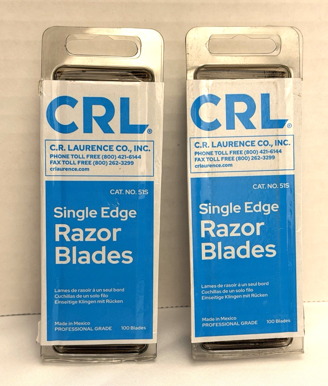 2 pk (200 total) CRL 51S Single Edge Razor Blades Professional Grade CAT.NO.51S