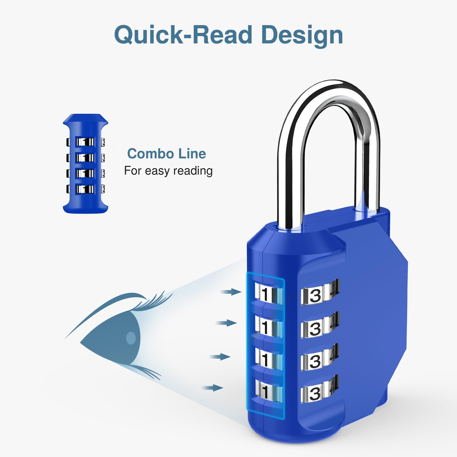 Puroma 1 Pack Combination Lock for Locker 4 Digit Outdoor Medium, Blue