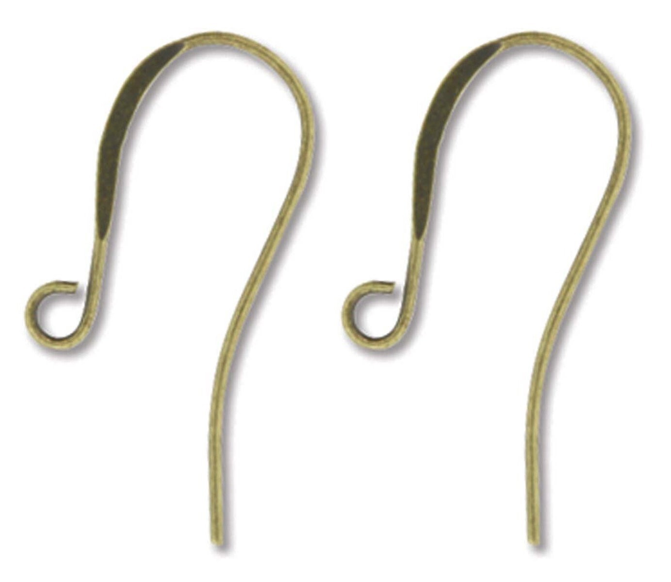 Ear Wire, Antiqued Brass Plated 26mm Flattened Fish Hook Earrings 12 OR 144