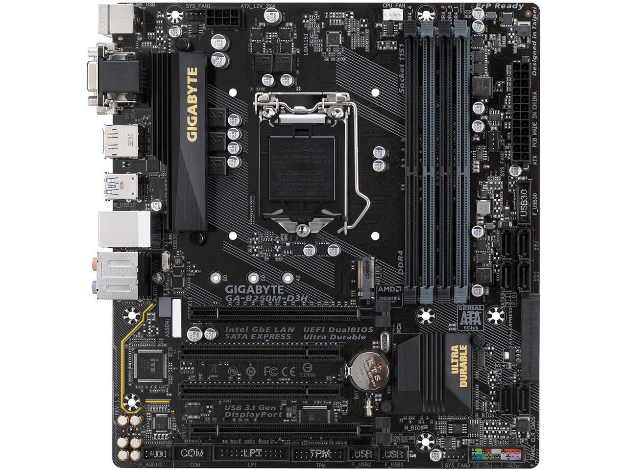 GIGABYTE GA-B250M-D3H LGA 1151 Intel B250 HDMI SATA 6Gb/s Micro ATX Motherboard