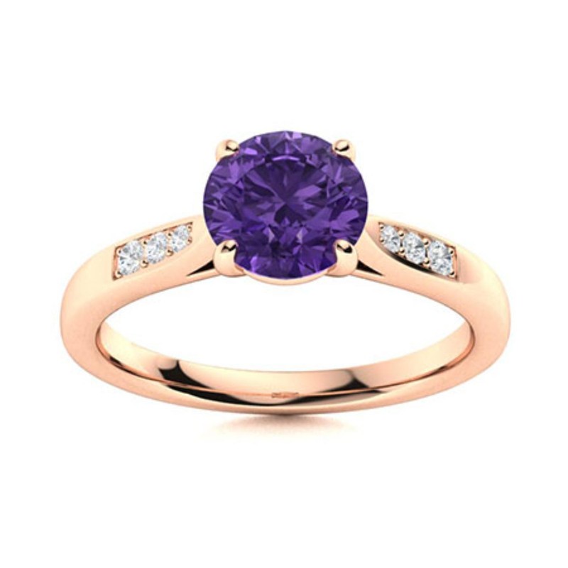 Amethyst Gemstone 925 Sterling Silver Prong Ethnic Solitaire Ring Jewelry