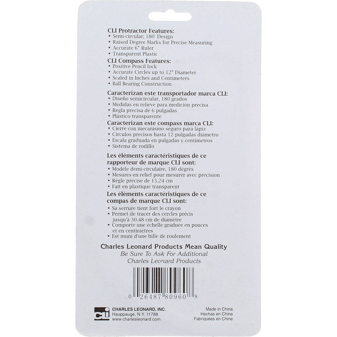 Charles Leonard Compass/Protractor 2.1 oz