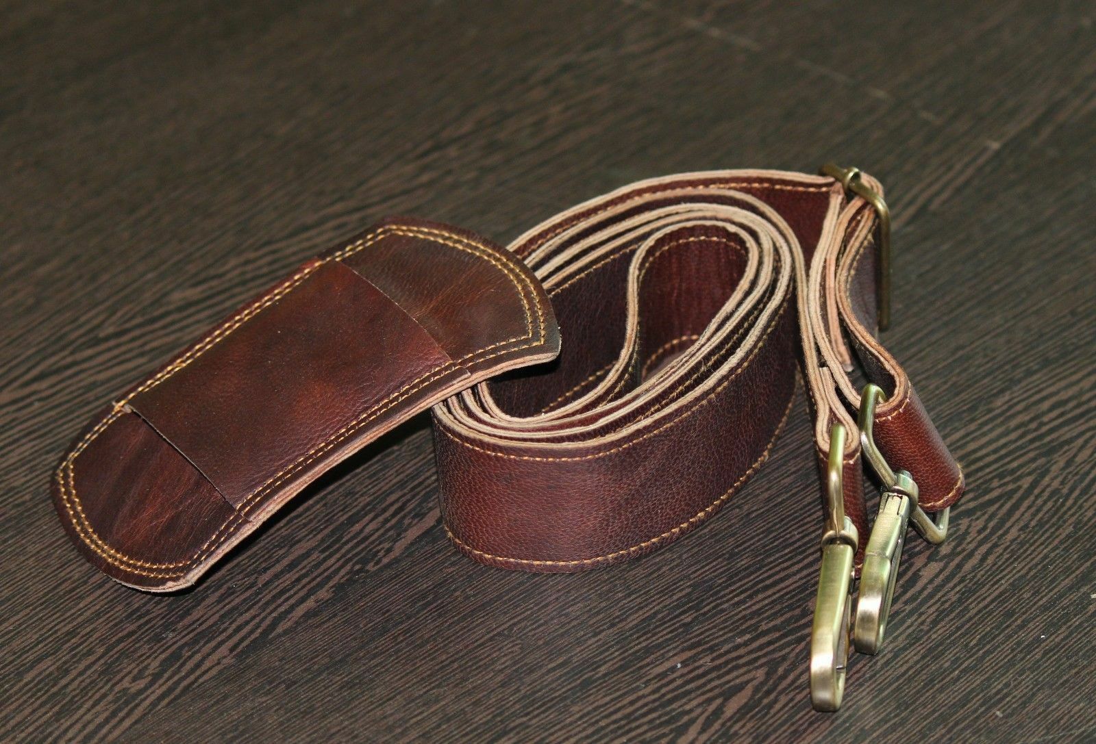 Brown Distressed Leather Replacement Shoulder Strap - Luggage / Messenger Bag
