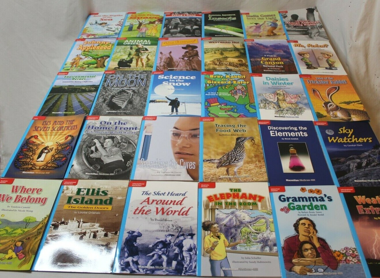 Set 30 McGraw-Hill Treasures Grade 5 Leveled Readers On Level Blue Cover Books