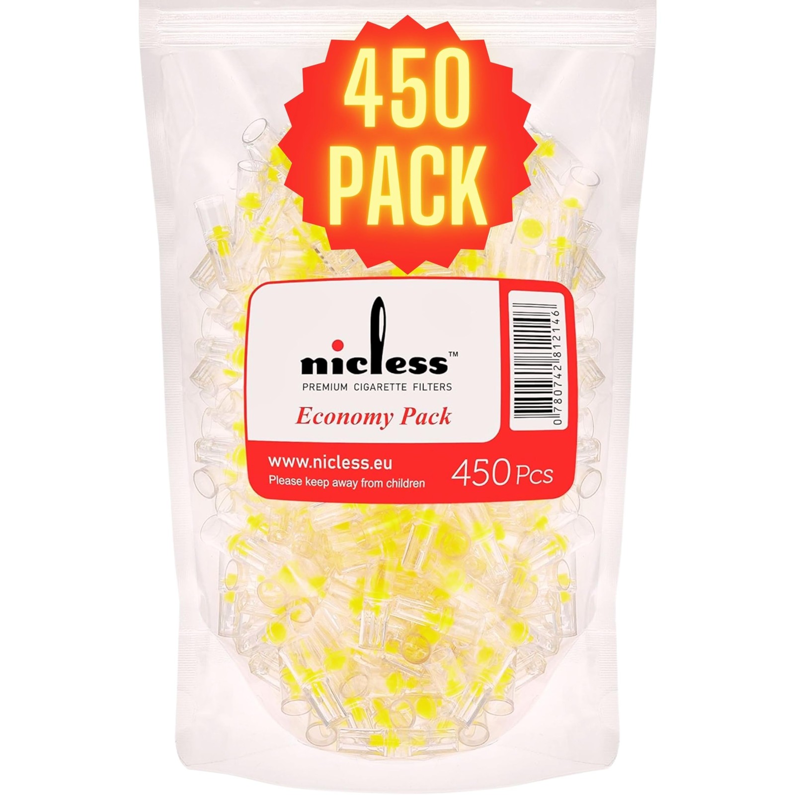 450 Cigarette Filters Remove Tar & Nicotine | 8mm King Size Filter Tips | Nic...