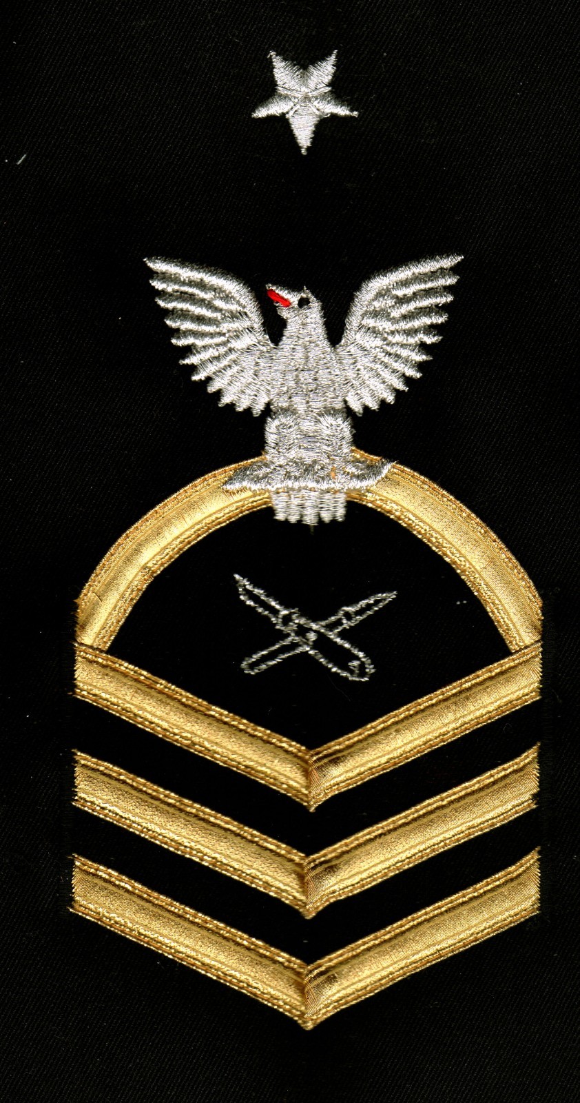 USN  RATING BADGE LICS LITHOGRAPHER  SCPO E-8 GOLD ON BLACK MALE