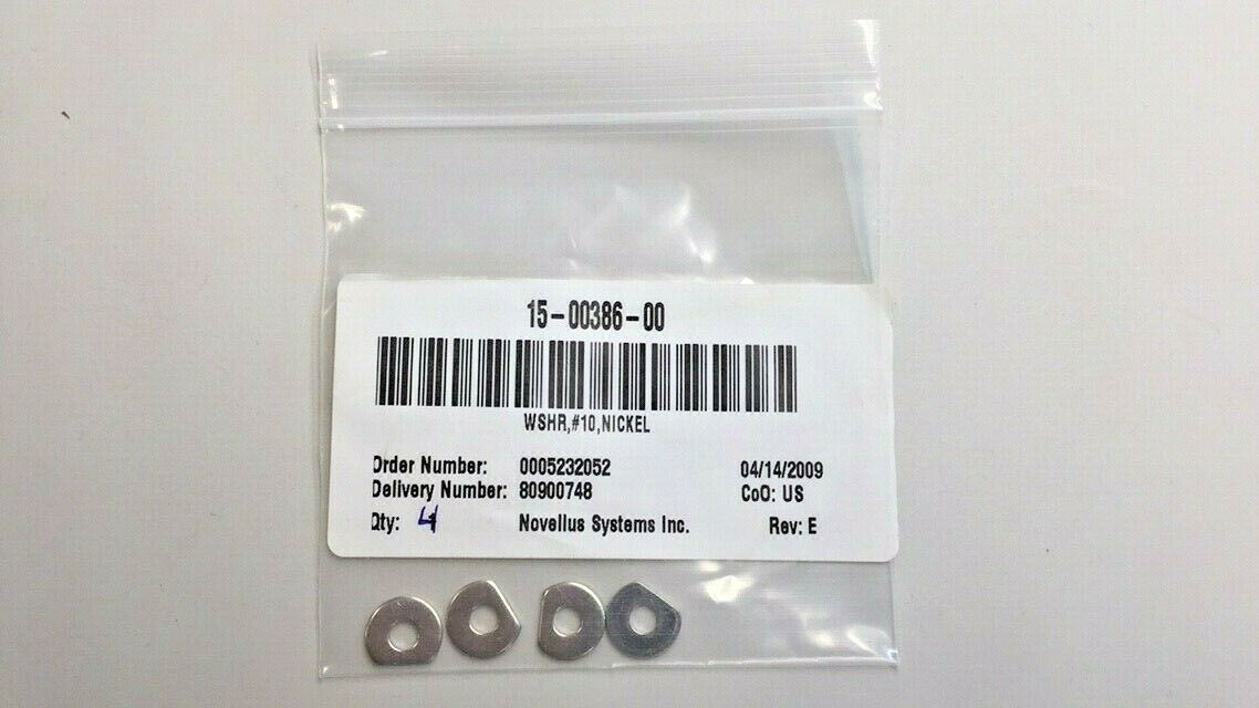 Novellus 15-00386-00 Flat sided Nickel Washers #10 Rev E (Pack Of 4)