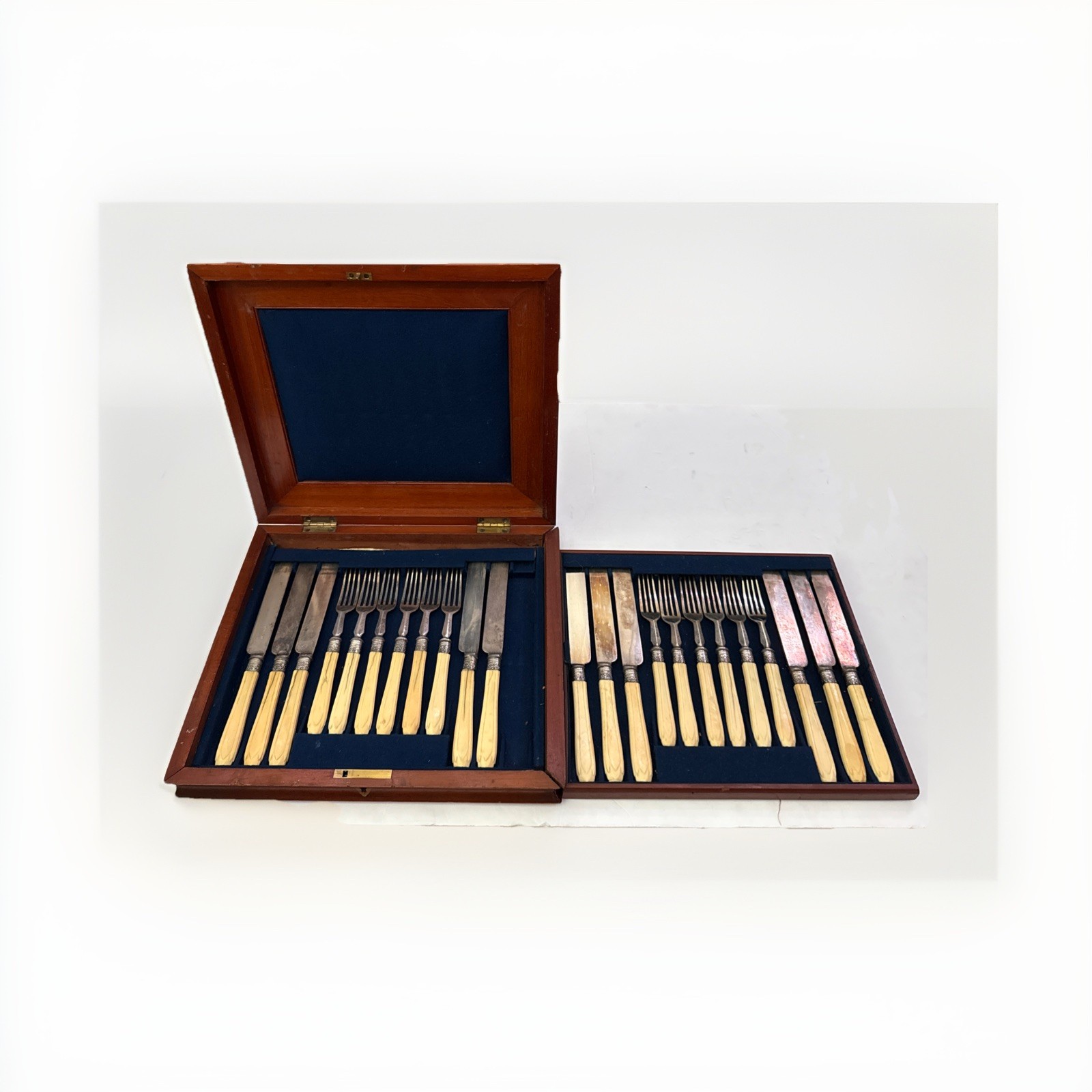 Antique 23 Piece Marked Flatware Knife & Fork Set in Original Box