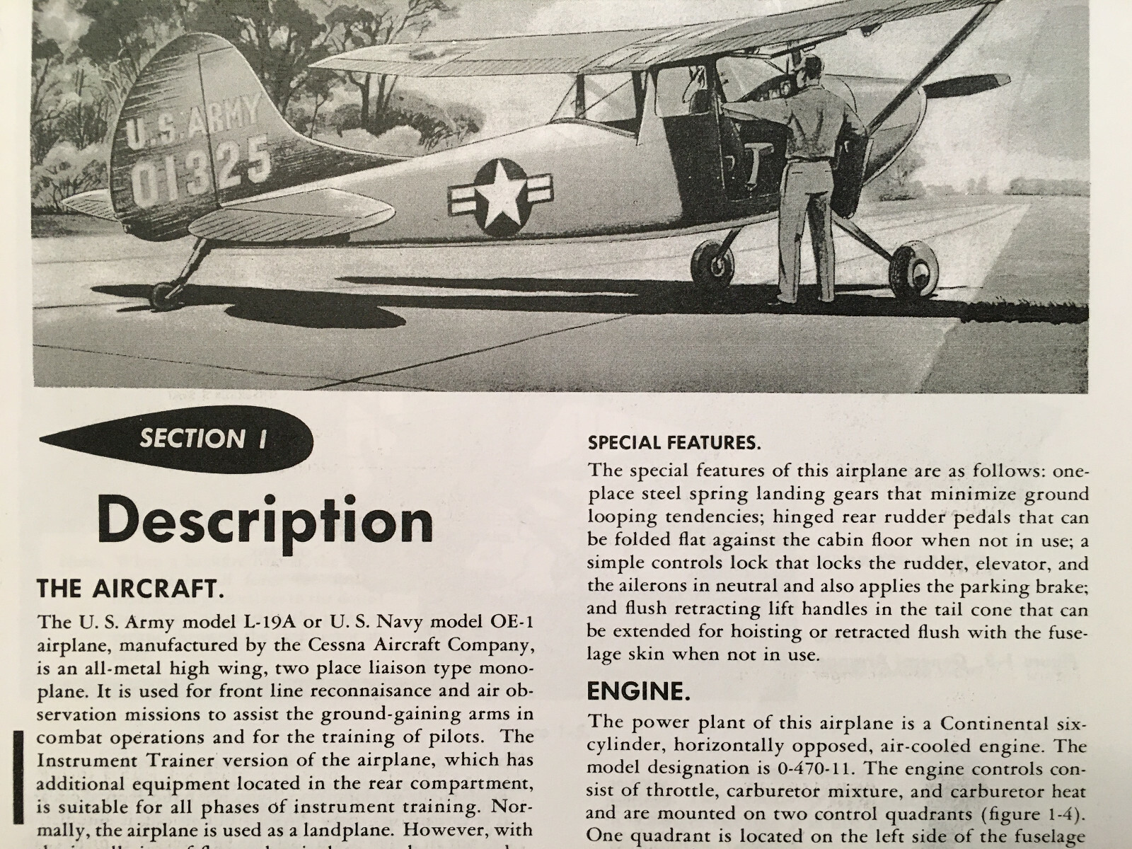 Cessna L-19A Series Flight Handbook Manual