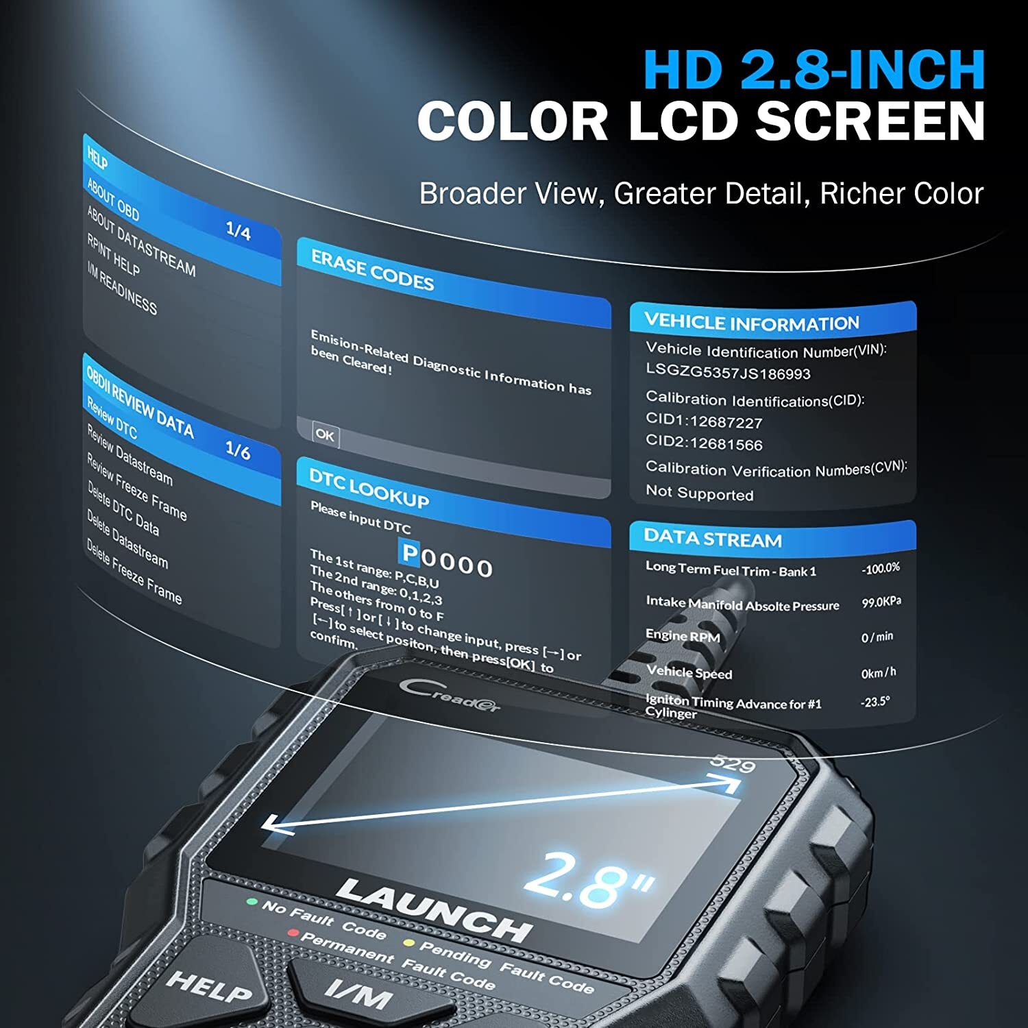 LAUNCH OBD2 Scanner CR529 OBDII Code Reader Car Check Engine Diagnostic Tool I/M