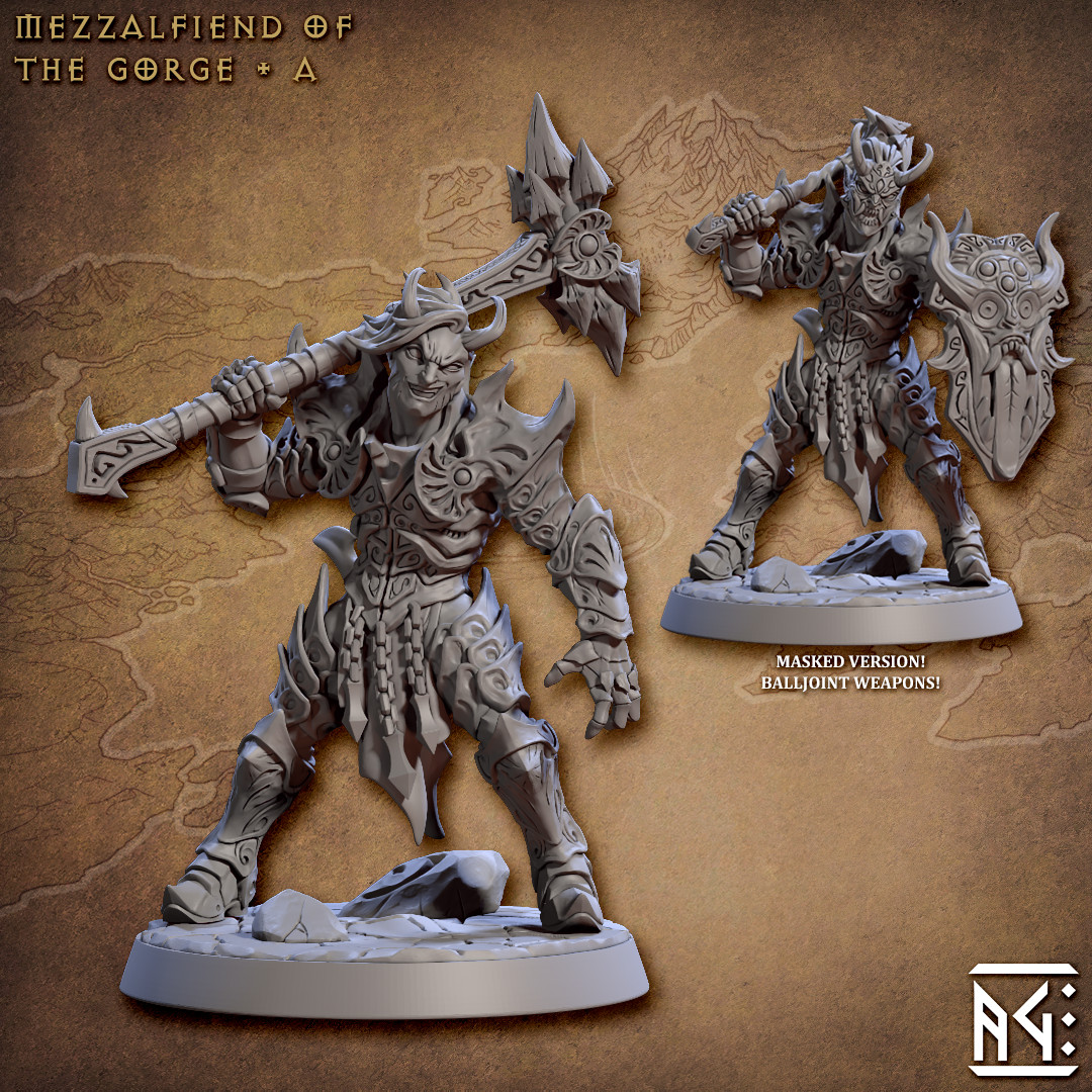 Tiefling Fighter A - MASK - Artisan Guild - Fantasy D&D Miniature