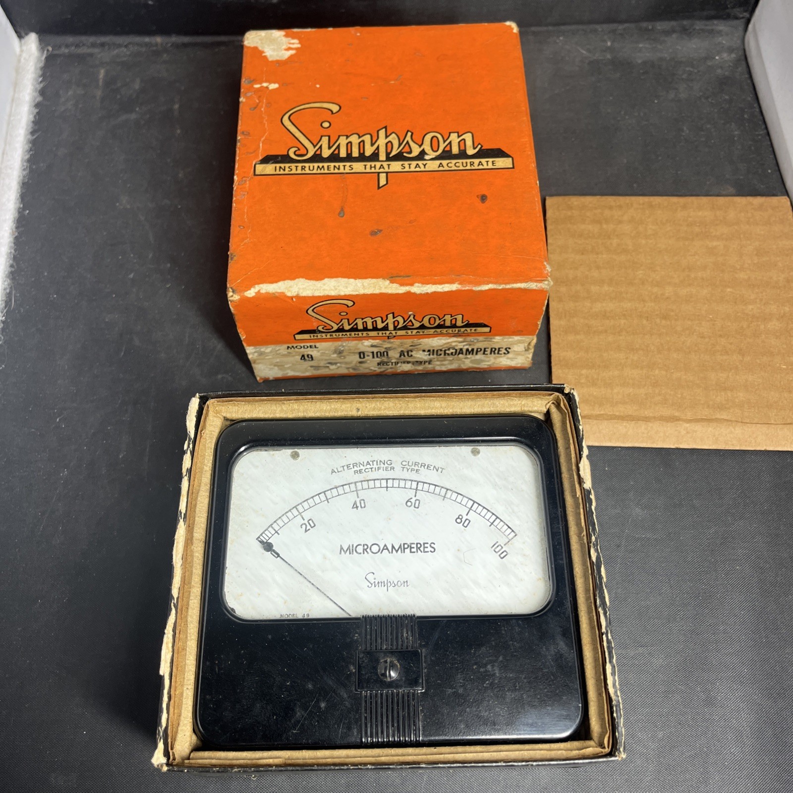 Simpson Electric Mid Century Style Analog Panel Meter Amps